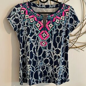 Lilly Pulitzer Alora top in high tide xxs